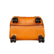 Unisex Genuine Vintage Vegetable Tanned Leather Carry On Business Trolley Bag Rotate Universal Wheel 20 Inch Travelling Luggage Bag