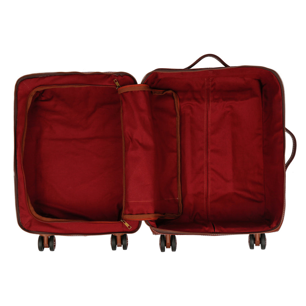 Unisex Genuine Vintage Vegetable Tanned Leather Carry On Business Trolley Bag Rotate Universal Wheel 20 Inch Travelling Luggage Bag