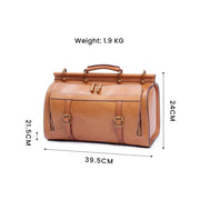 Unisex Vintage Genuine Vegetable- Tanned Leather Medium Weekender Duffle Gym Travel Bag For Men & Women With a Luggage  Sleeve