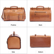 Unisex Vintage Genuine Vegetable- Tanned Leather Medium Weekender Duffle Gym Travel Bag For Men & Women With a Luggage  Sleeve