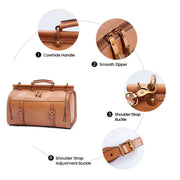 Unisex Vintage Genuine Vegetable- Tanned Leather Medium Weekender Duffle Gym Travel Bag For Men & Women With a Luggage  Sleeve
