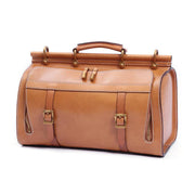 Unisex Vintage Genuine Vegetable- Tanned Leather Medium Weekender Duffle Gym Travel Bag For Men & Women With a Luggage  Sleeve