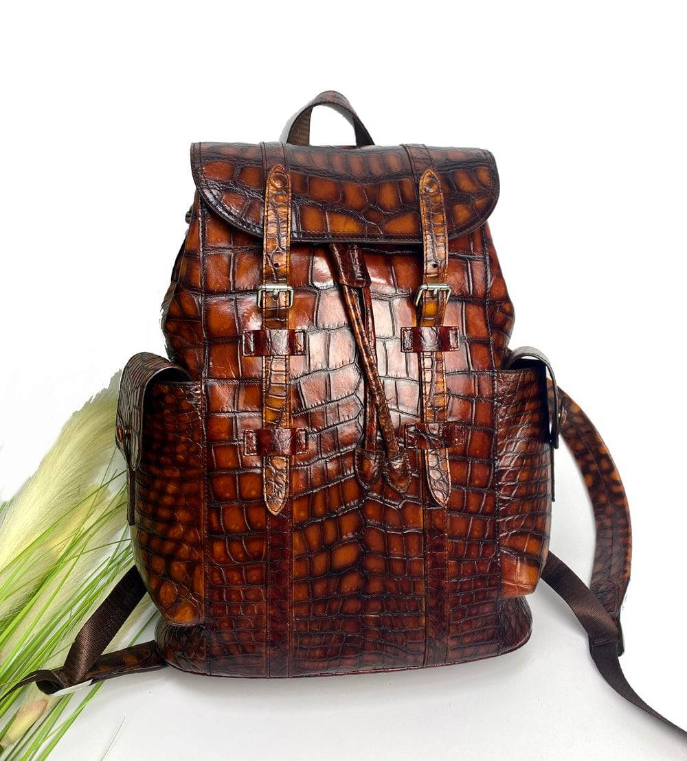 Vintage Crocodile Leather Backpack