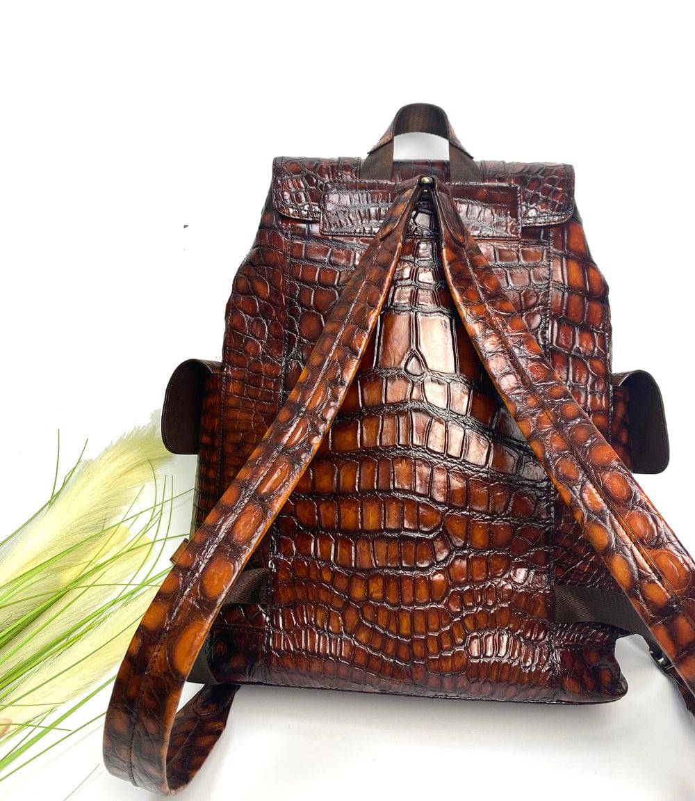 Vintage Crocodile Leather Backpack