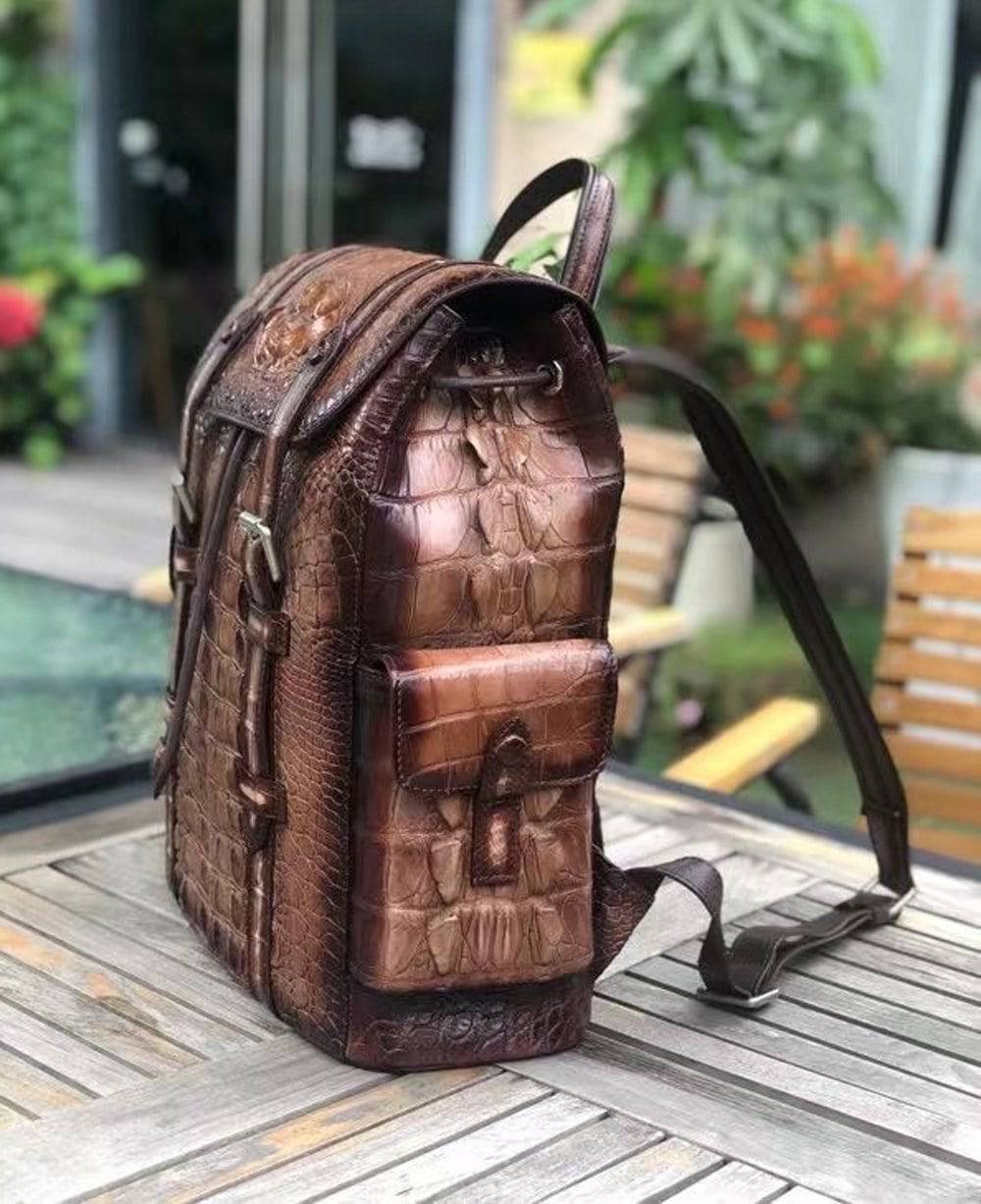 Vintage Crocodile Leather Backpack Bag