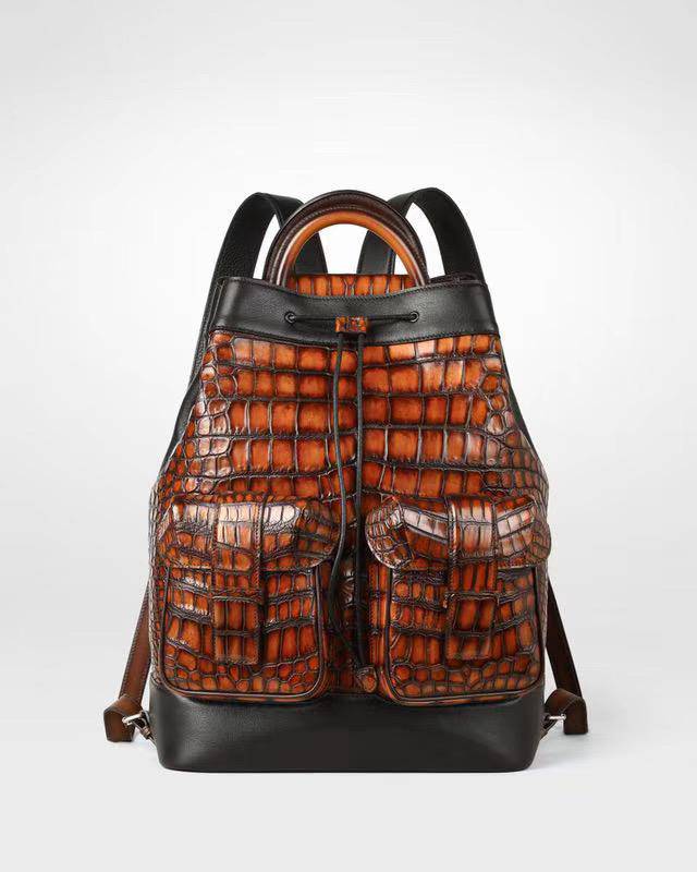 Vintage Genuine Crocodile Leather Backpack