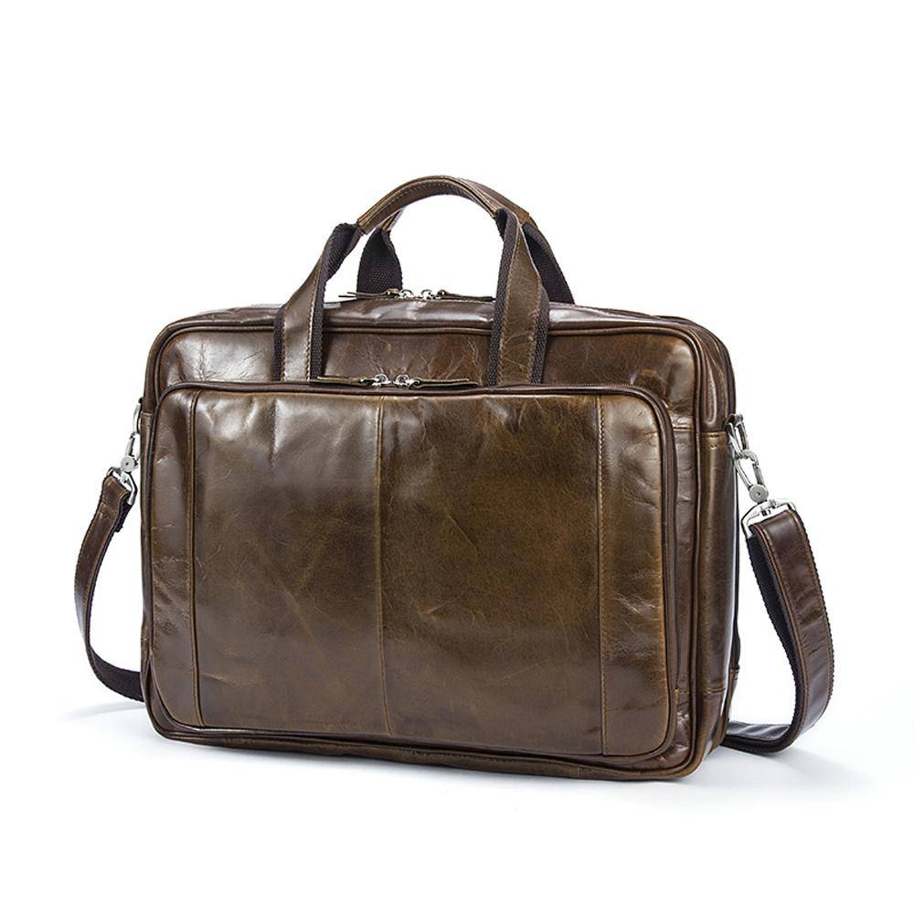 Vintage Solid Color Multi-Functional Men’s Business Leather Cross Bag ,Large Volume Casual Handbags