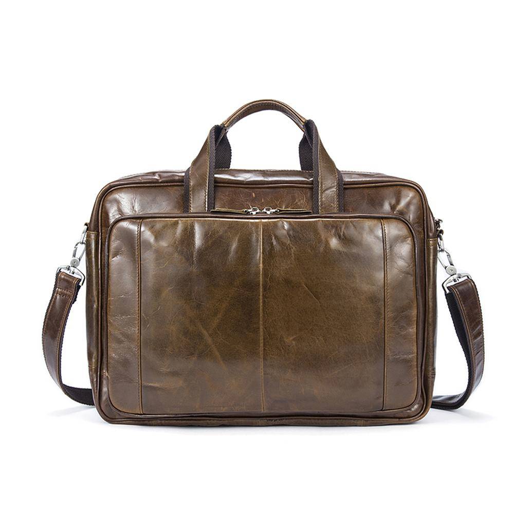 Vintage Solid Color Multi-Functional Men’s Business Leather Cross Bag ,Large Volume Casual Handbags
