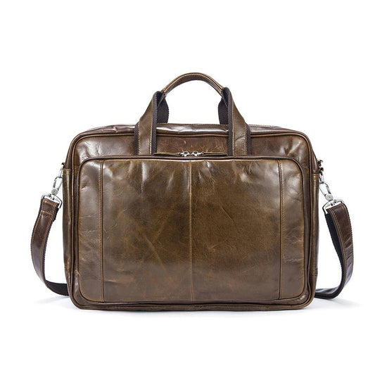Vintage Solid Color Multi-Functional Men’s Business Leather Cross Bag ,Large Volume Casual Handbags
