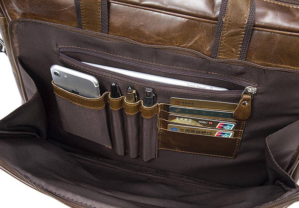 Vintage Solid Color Multi-Functional Men’s Business Leather Cross Bag ,Large Volume Casual Handbags