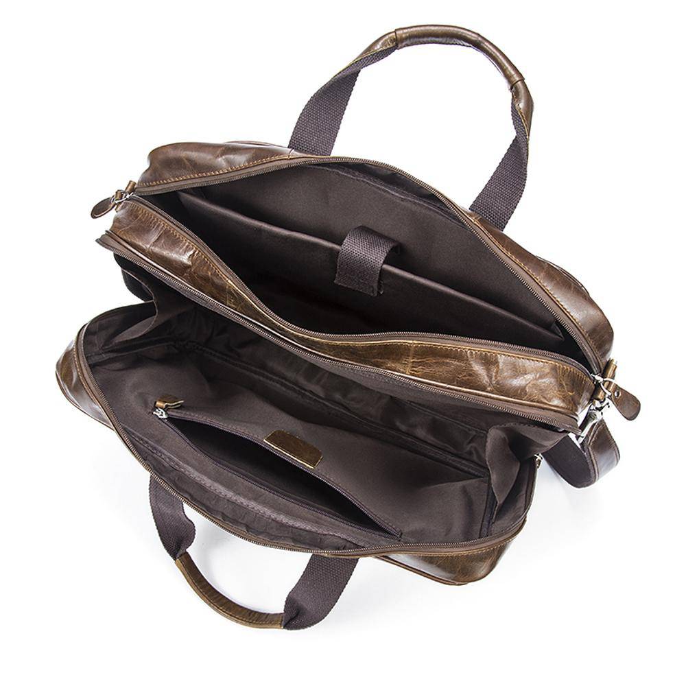 Vintage Solid Color Multi-Functional Men’s Business Leather Cross Bag ,Large Volume Casual Handbags