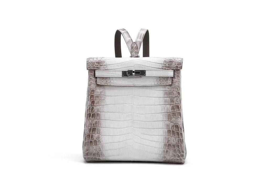 White Himalaya Niloticus Crocodile Leather Backpack