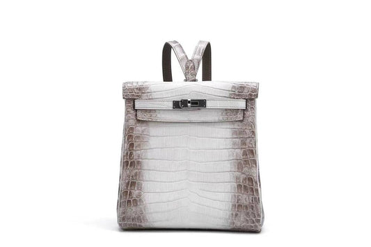 White Himalaya Niloticus Crocodile Leather Backpack