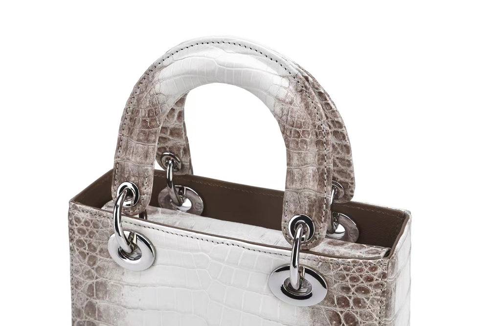 White Himalaya Niloticus Crocodile Top Handle Bag