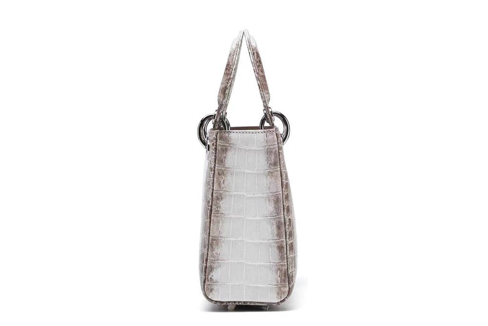 White Himalaya Niloticus Crocodile Top Handle Bag