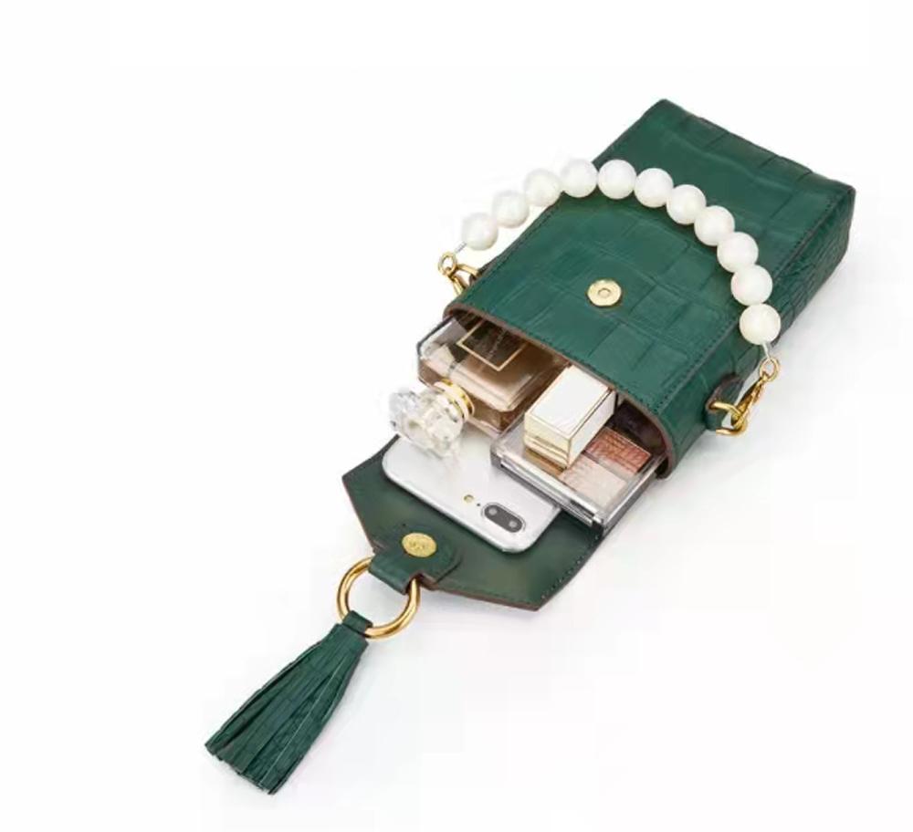 Women Flap Pearl Phone Bag Crossbody Bag