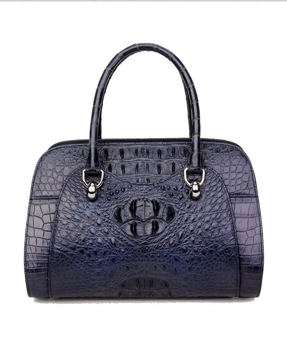 Women's Crocodile Leather Dome Satchel Bag