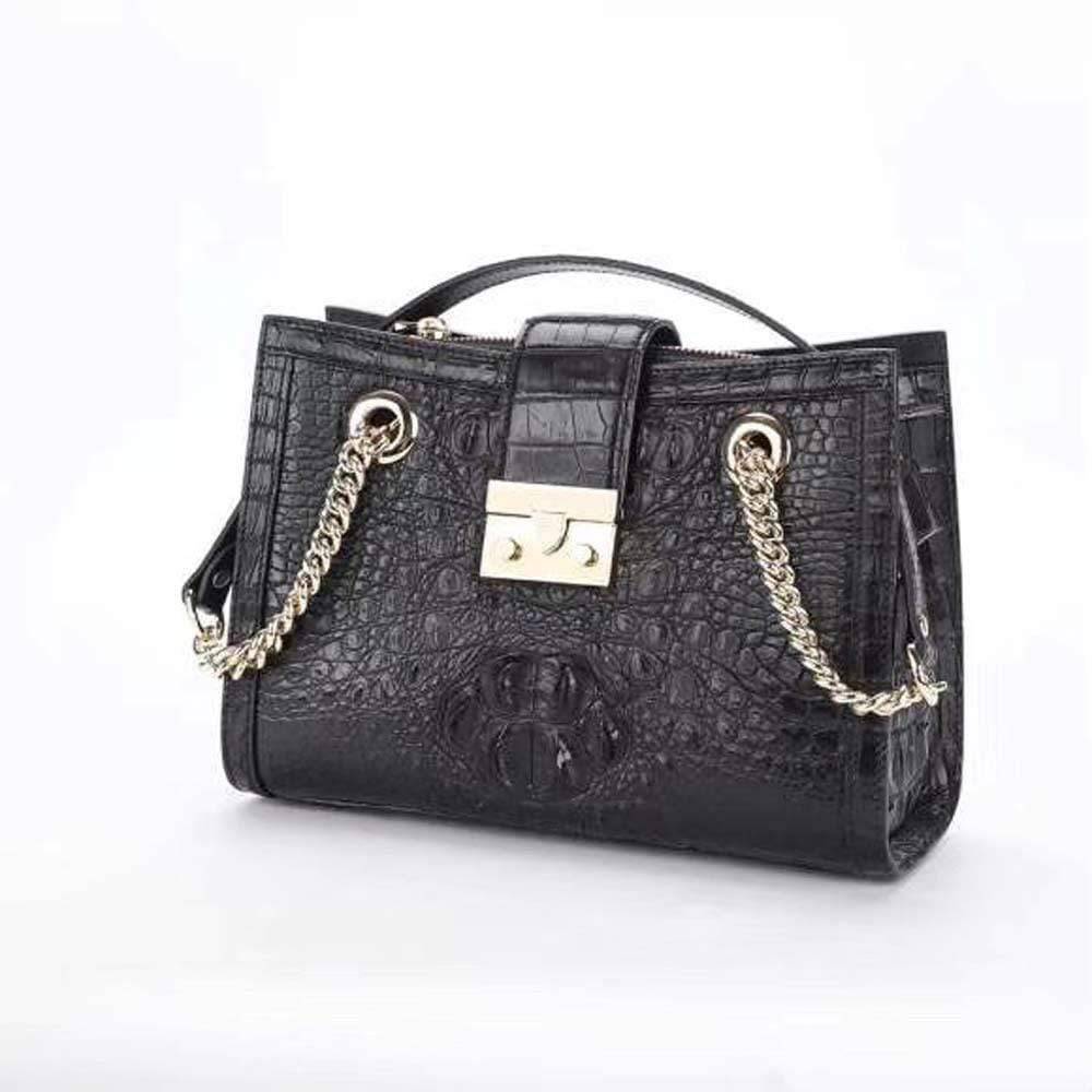 Women's Crocodile Leather Flap Chain Shoulder Bag