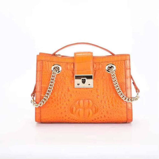 Women's Crocodile Leather Flap Chain Shoulder Bag