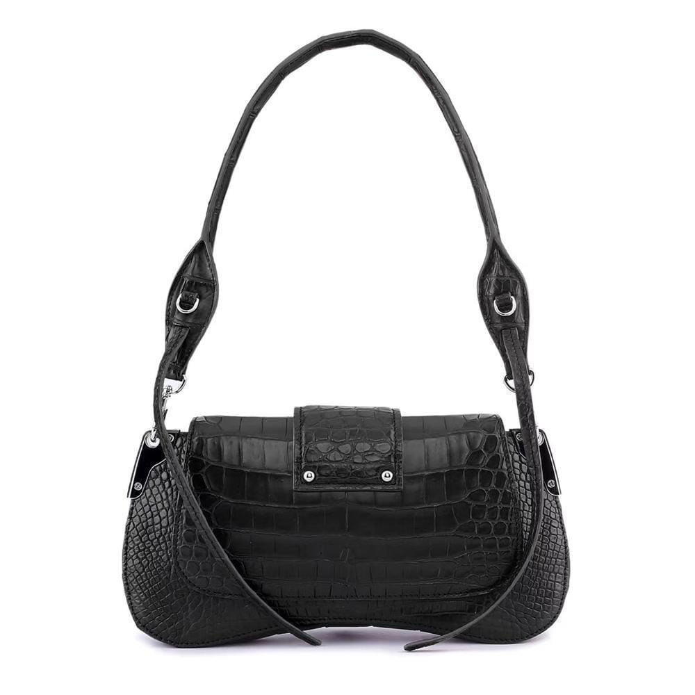 Women's Crocodile Leather Shoulder Bags Black