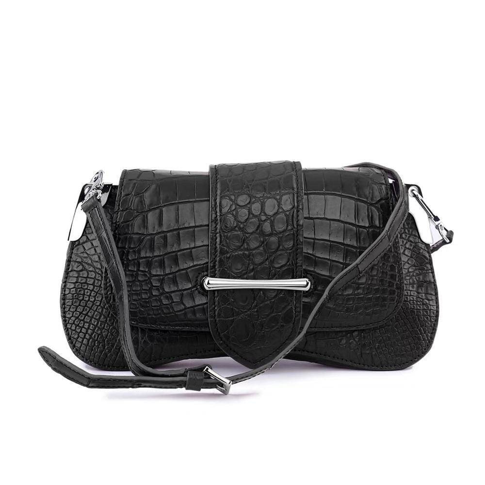 Women's Crocodile Leather Shoulder Bags Black