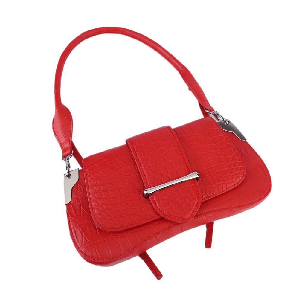 Women's Crocodile Leather Shoulder Bags Red