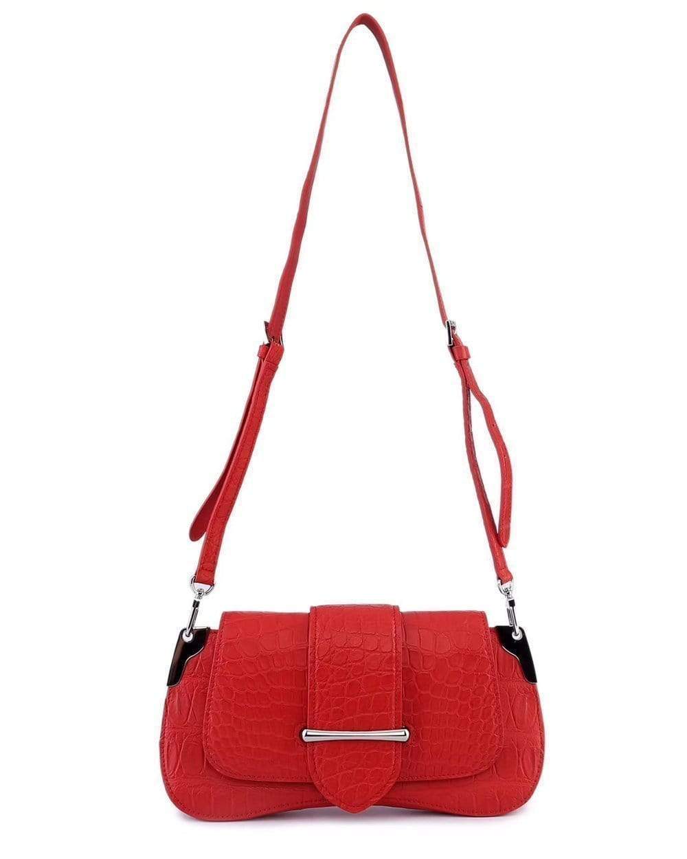 Women's Crocodile Leather Shoulder Bags Red