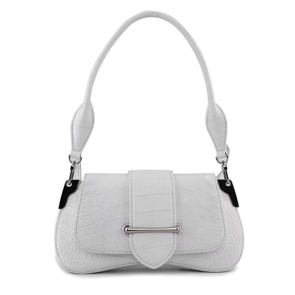 Women's Crocodile Leather Shoulder Bags White