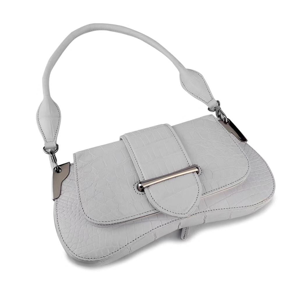 Women's Crocodile Leather Shoulder Bags White