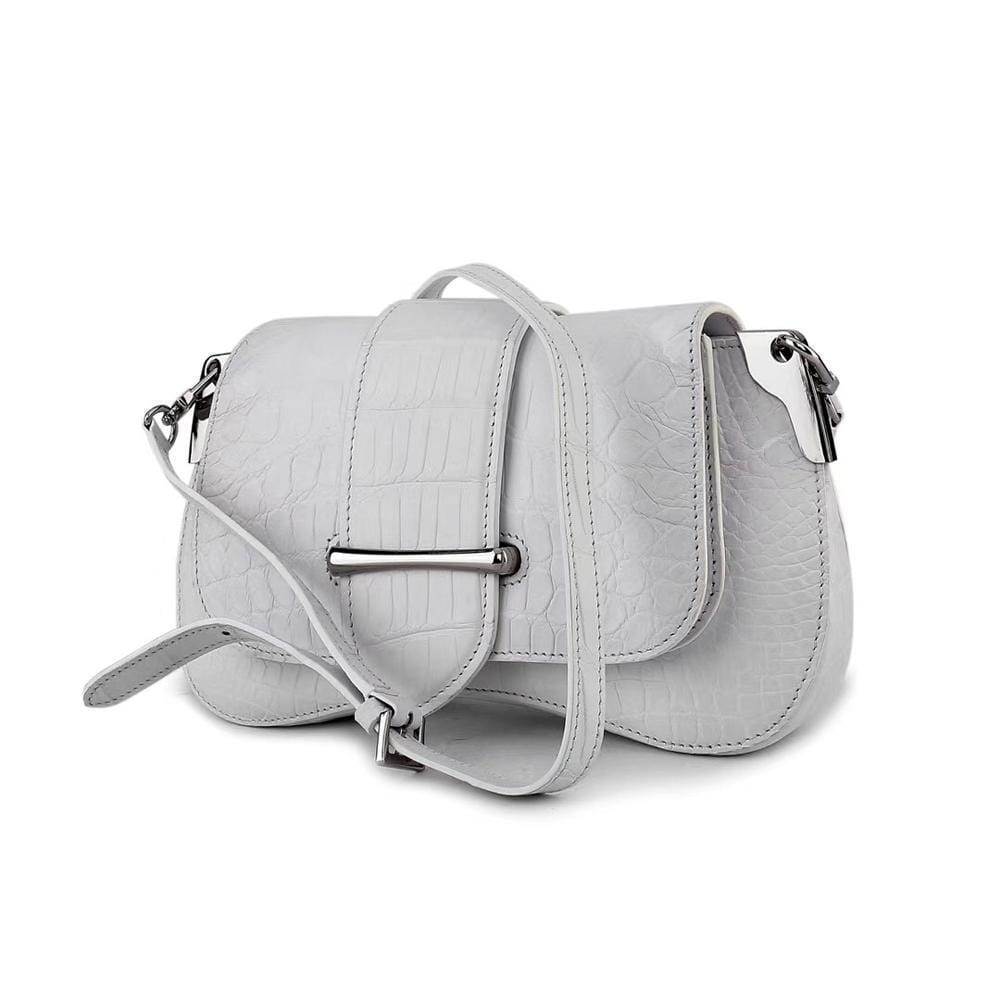 Women's Crocodile Leather Shoulder Bags White