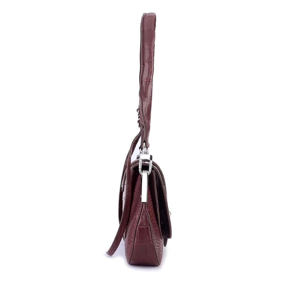 Women's Crocodile Leather Shoulder Bags Wine Red