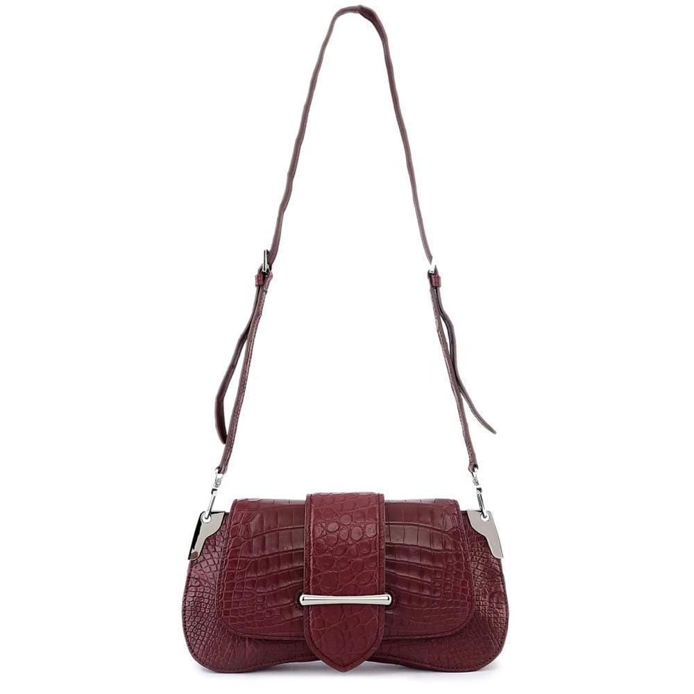 Women's Crocodile Leather Shoulder Bags Wine Red