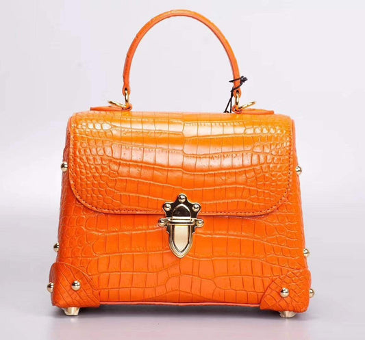 Women's Crocodile Leather Small  Top Handle Bag