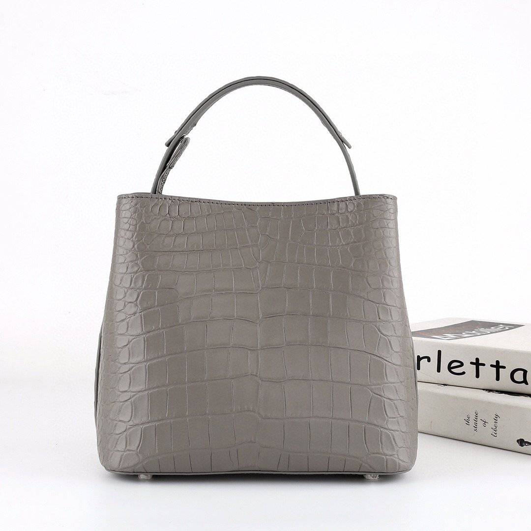 Women's Genuine Crocodile Leather Cross Body Shoulder Bag Grey