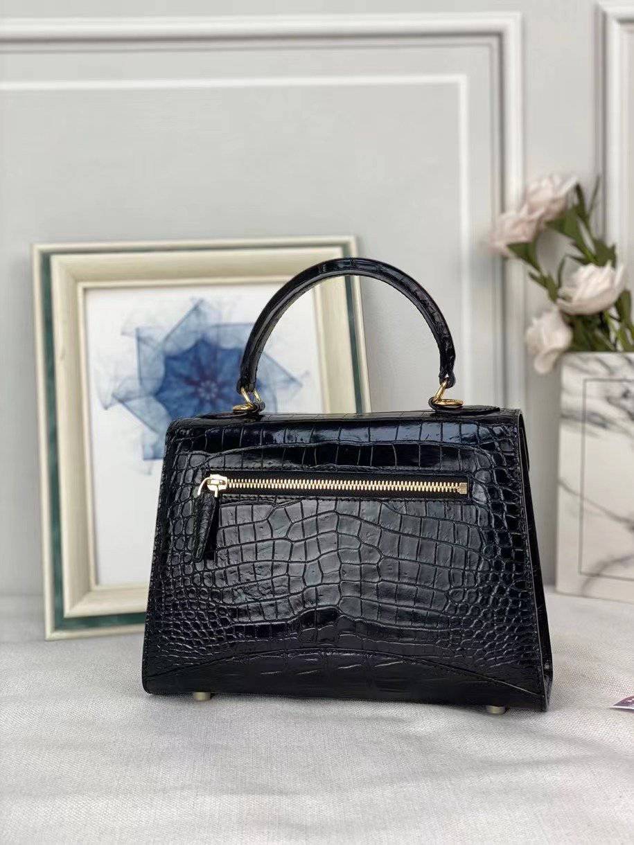 Women's Genuine Crocodile Leather Top Handle Shoulder Bags