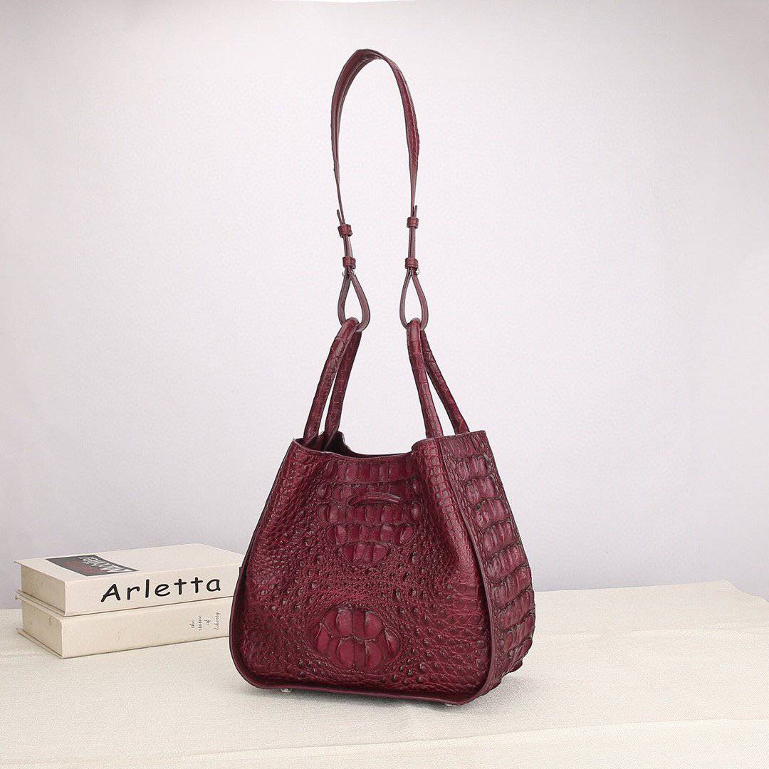 Women's Genuine Crocodile Leather Top Handle/ Slouchy Shoulder Bag