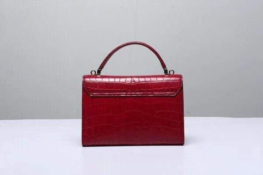 Women's Genuine Crocodile Leather Tote Top Handle Bags Wine Red