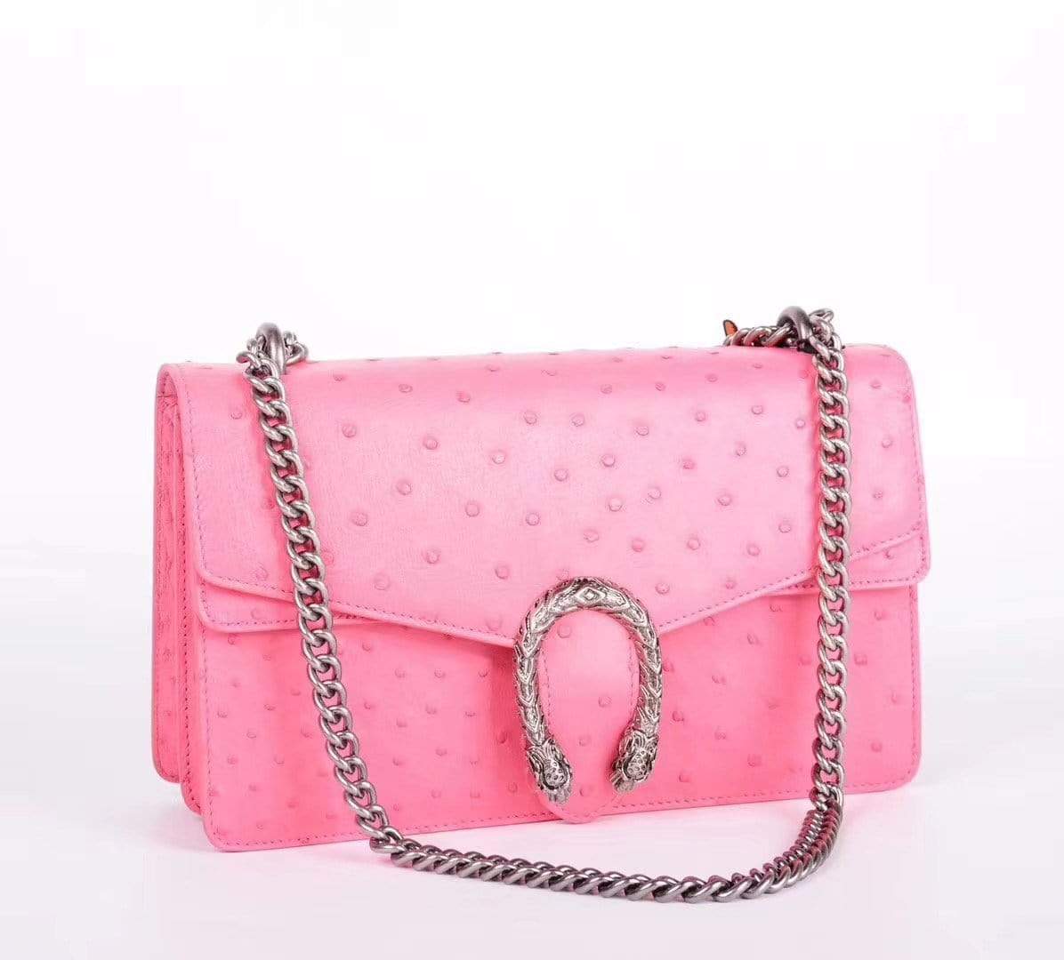 Women's Ostrich Leather Chain Shoulder Bag