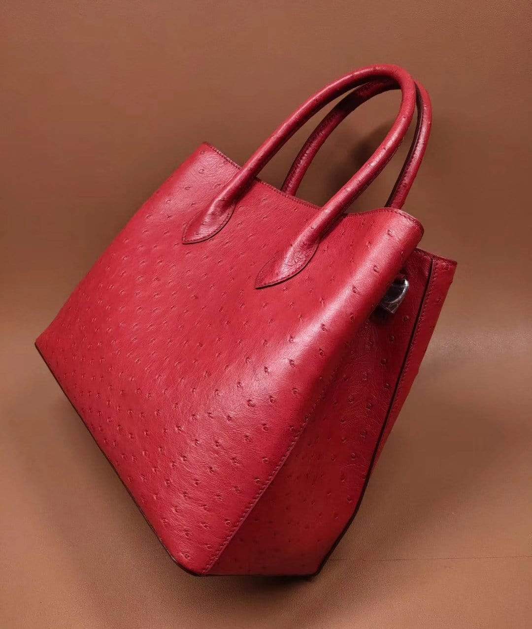 Women's  Ostrich Leather Top Handle Bag 32cm