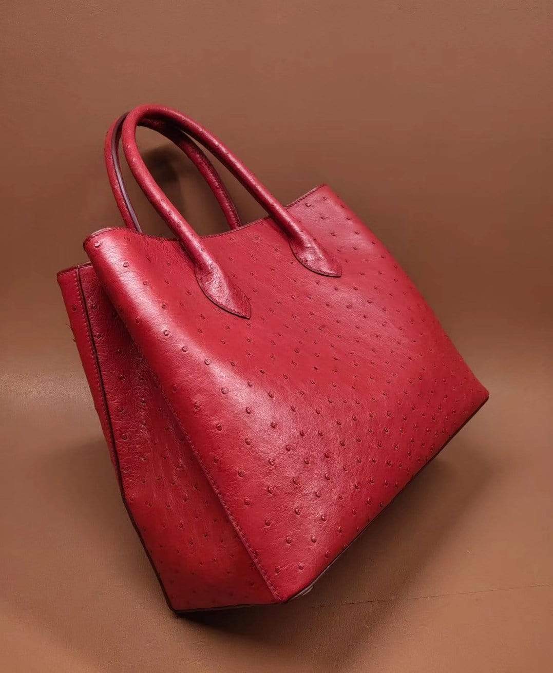 Women's  Ostrich Leather Top Handle Bag 32cm