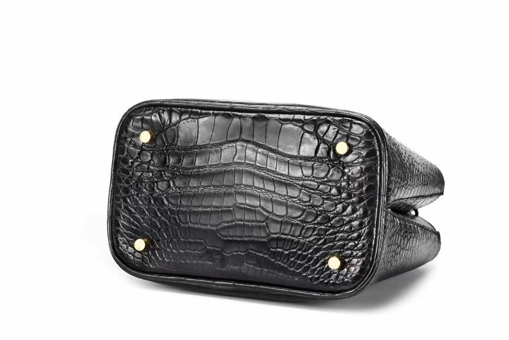 Womens Crocodile Leather Black Backet Shoulder Bags