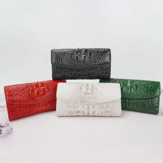 Womens  Crocodile Leather Envelope Evening Clutch Bag