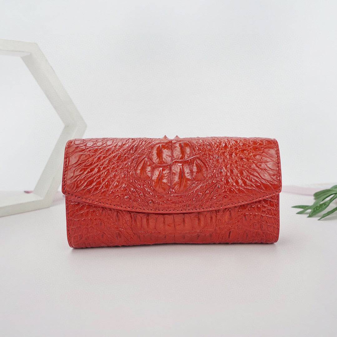 Womens  Crocodile Leather Envelope Evening Clutch Bag