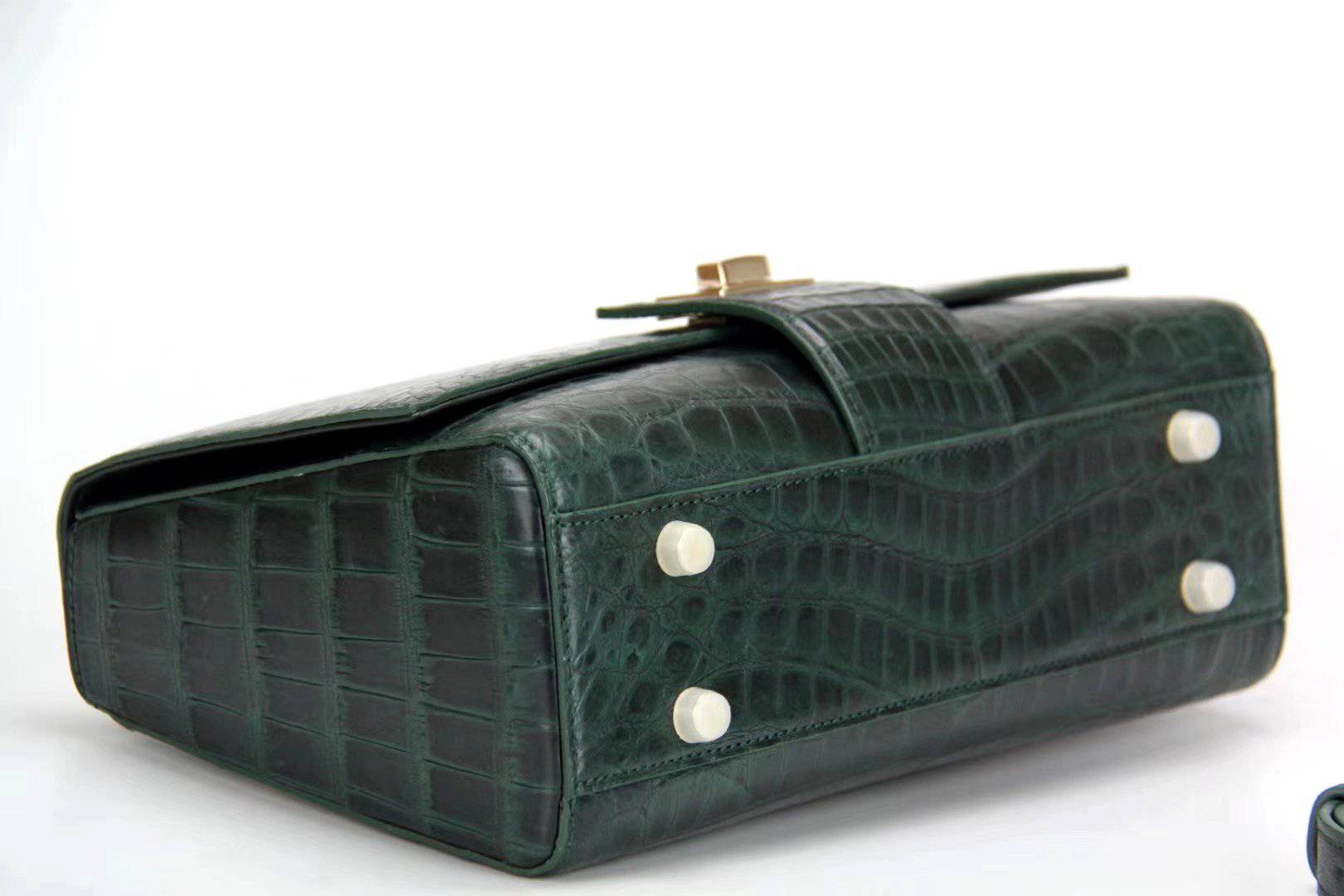 Womens Crocodile Leather Messenger Cross Body Top Handle Bags