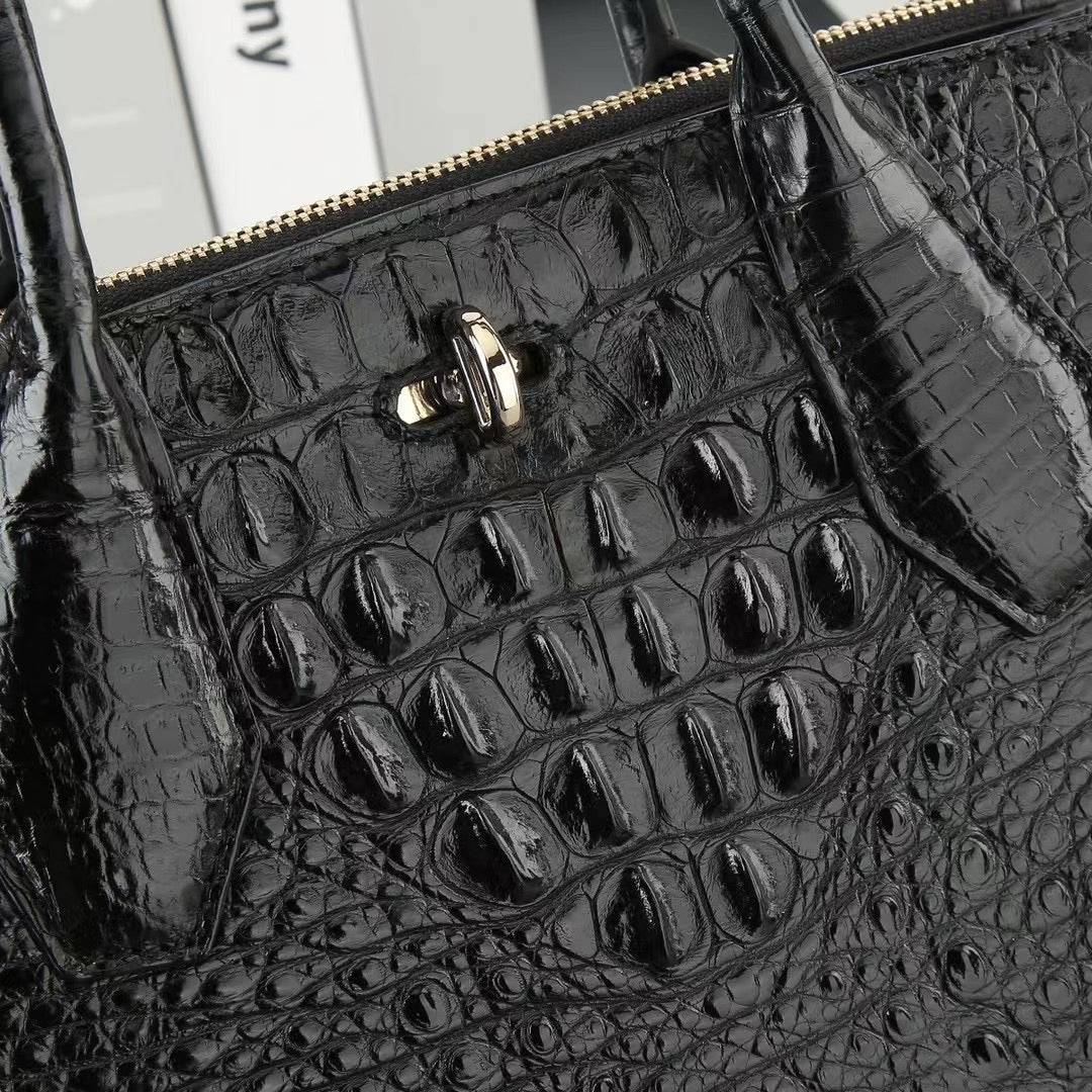 Womens Crocodile Leather Top Handle Cross Body Tote Bags