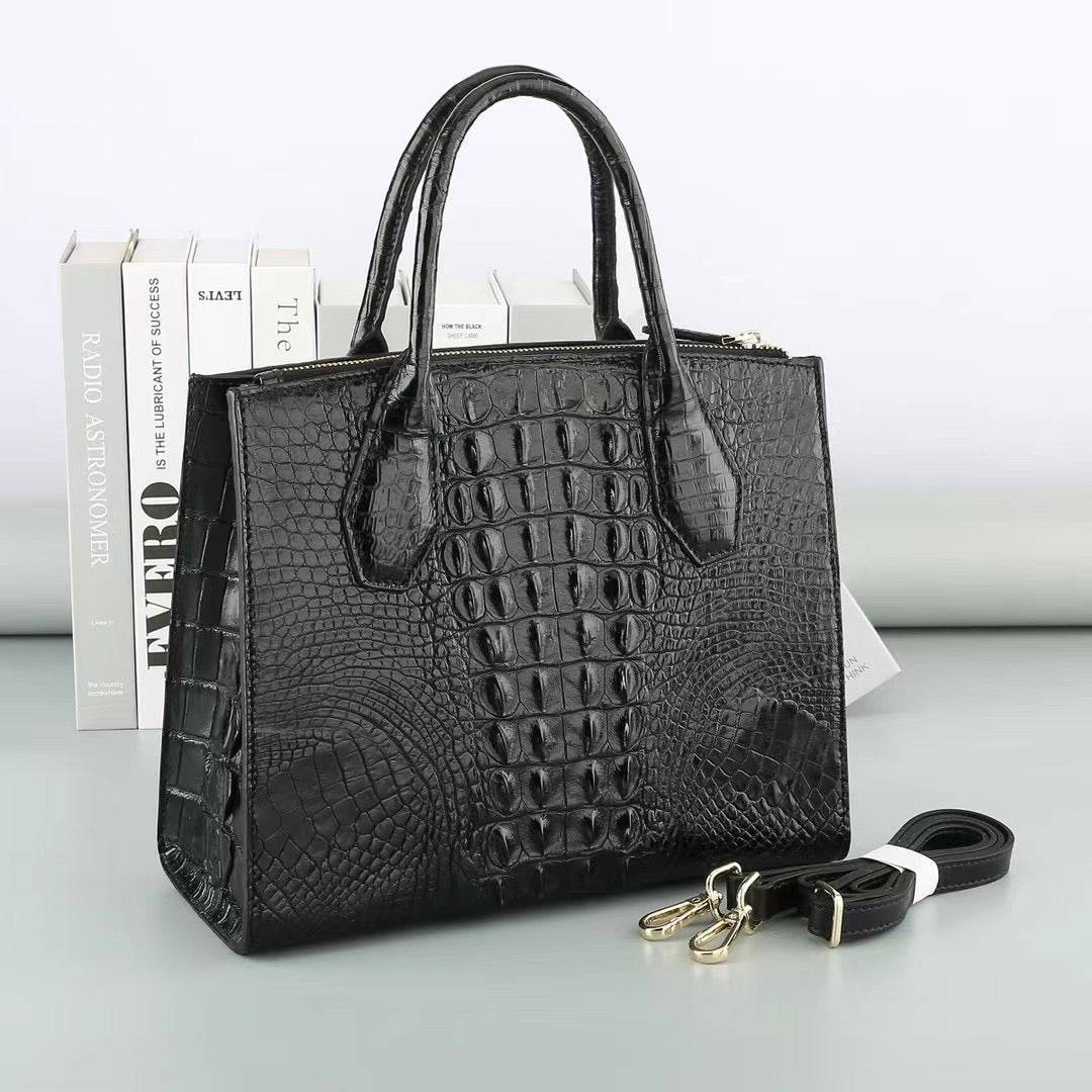 Womens Crocodile Leather Top Handle Cross Body Tote Bags