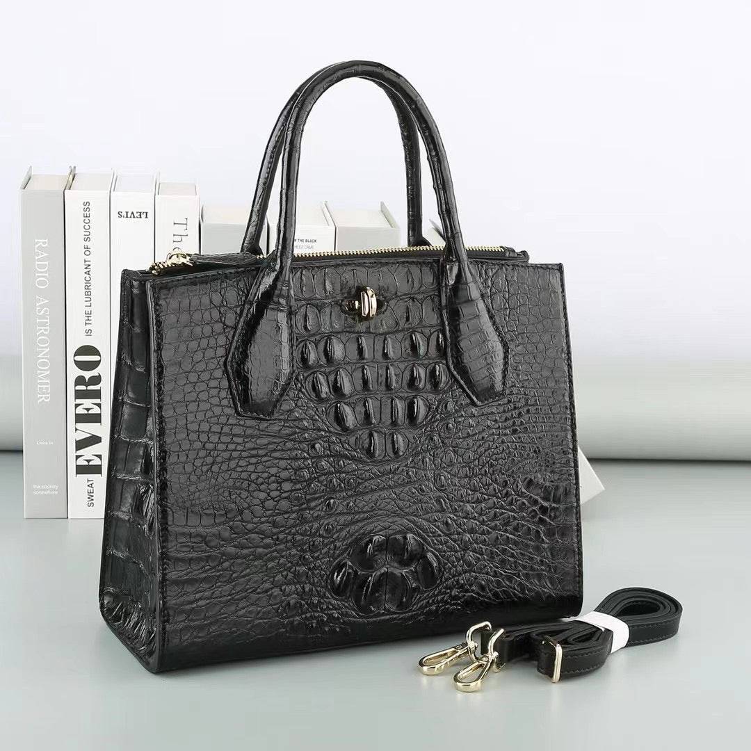 Womens Crocodile Leather Top Handle Cross Body Tote Bags