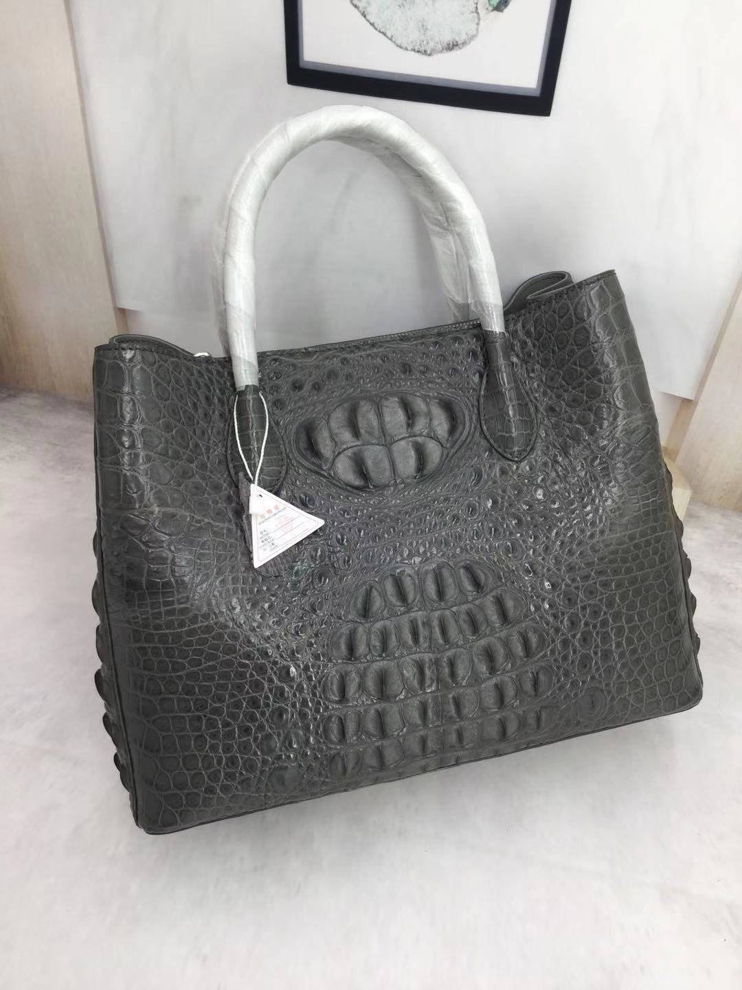 Womens Crocodile  Skin  Leather Satchel Bag Large 35cm