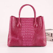 Womens Genuine Crocodile Leather Top Handle Satchel Handbag Peach 32cm