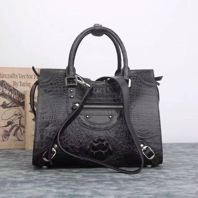 Womens Genuine Crocodile Leather Top Handle Tote Bag